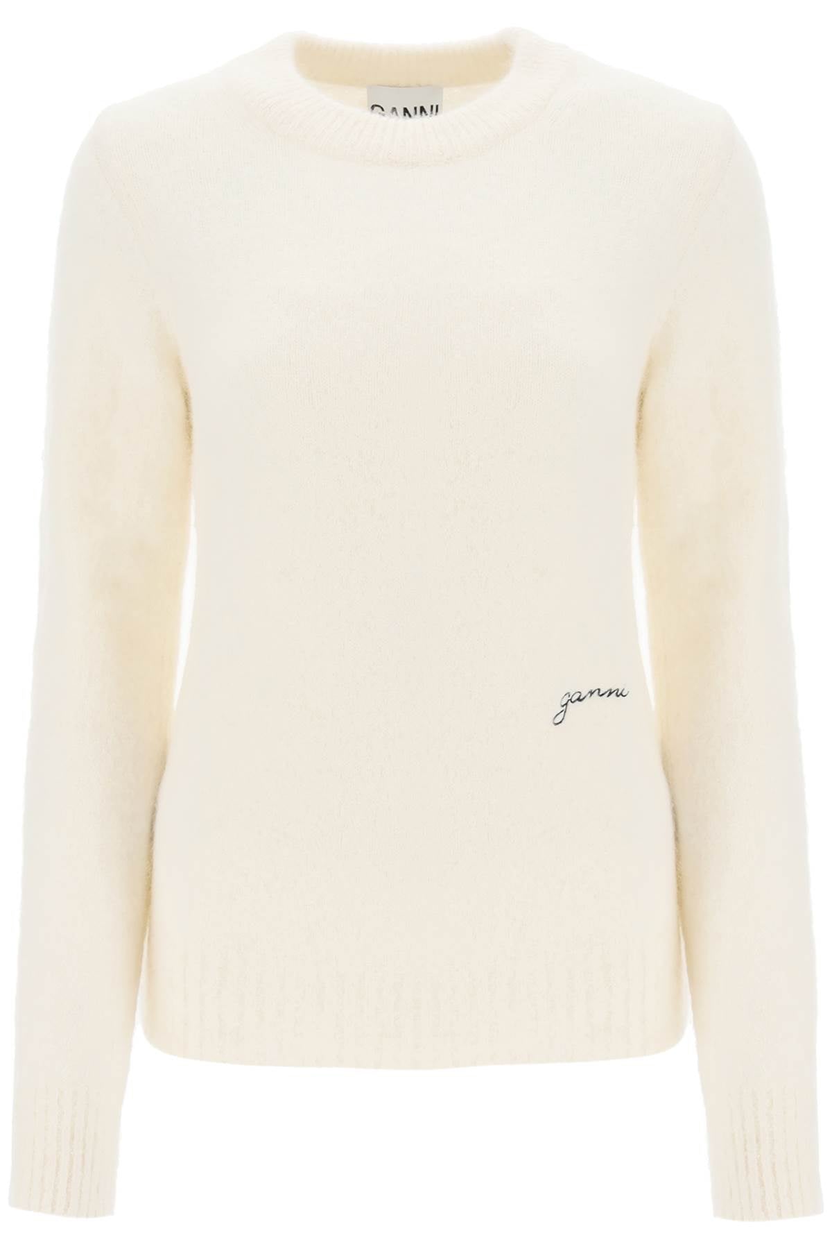 Ganni Sweater In Brushed Alpaca Blend   White