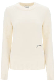 Ganni Sweater In Brushed Alpaca Blend   White