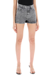 Rotate Denim Shorts With Rhinestone   Grey