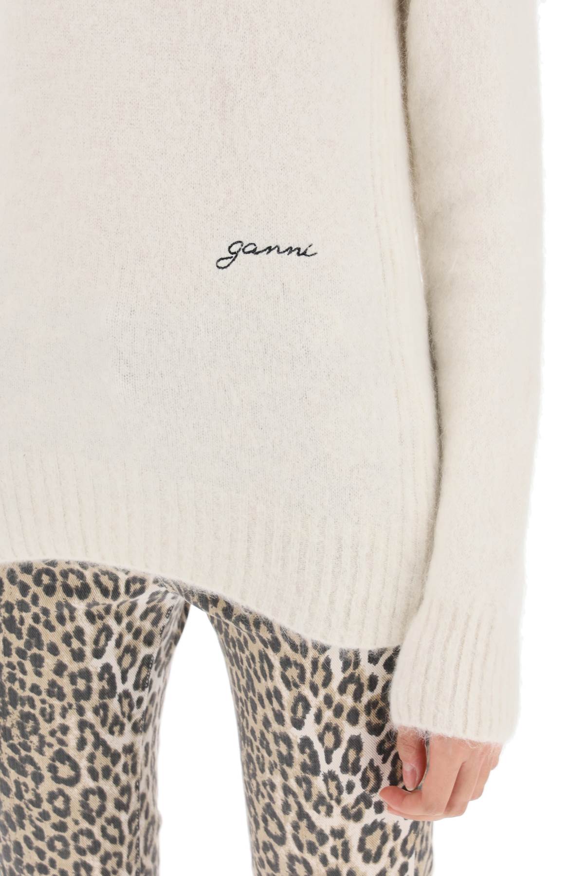 Ganni Brushed Alpaca And Wool Sweater   White