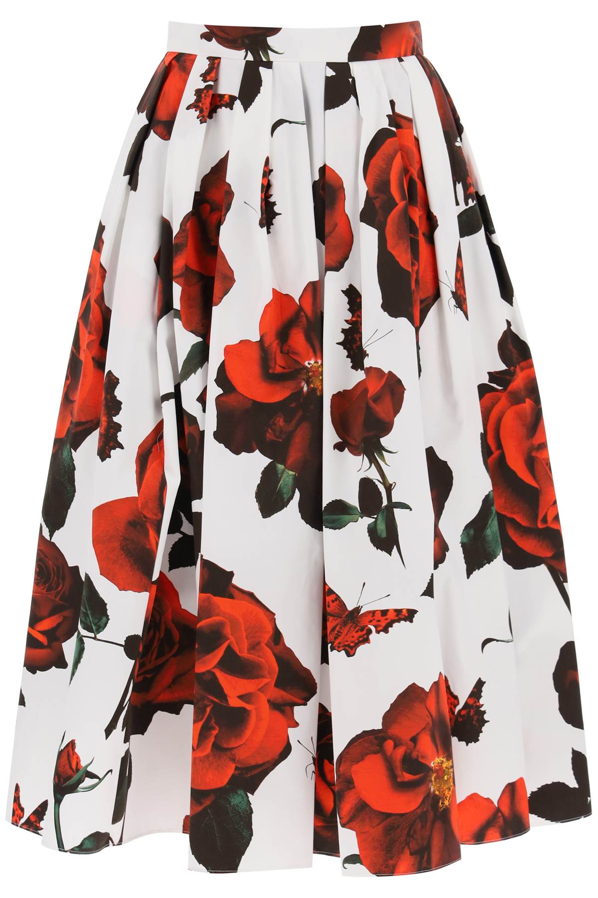 Alexander Mcqueen Tudor Rose Pleated   White