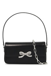 Self Portrait Smooth Leather Baguette Handbag   Black