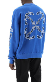 Off White Replace With Double Quotearrow Bandana Crewneck Sweat   Blue