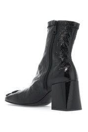 Courreges Stretch Vinyl Ankle Boots   Black