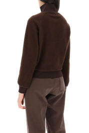 Sporty Rich Quarter Zip Sherpa Fleece Sweatshirt   Brown