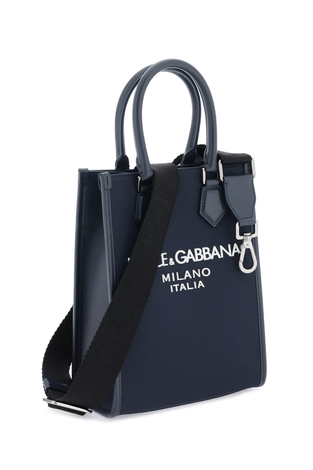 Dolce & Gabbana Small Nylon Tote Bag With Logo   Blue