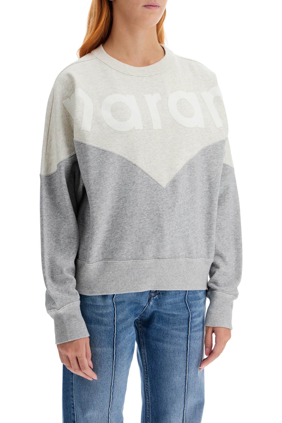 Isabel Marant Etoile Houston Sweatshirt With Flocked Logo   Grey