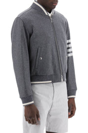 Thom Browne 4 Bar Varsity Jacket In Wool Mel   Grey