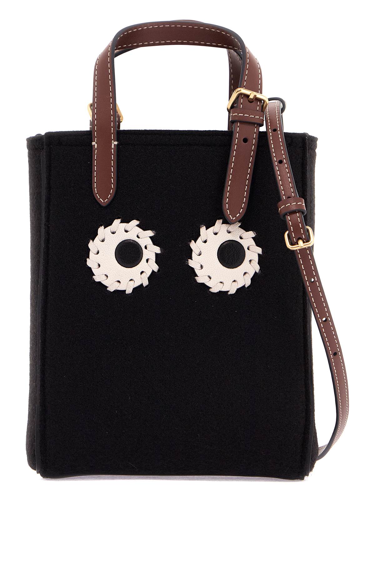 Anya Hindmarch Mini Felt Tote Bag With N/S Eyes Design   Black