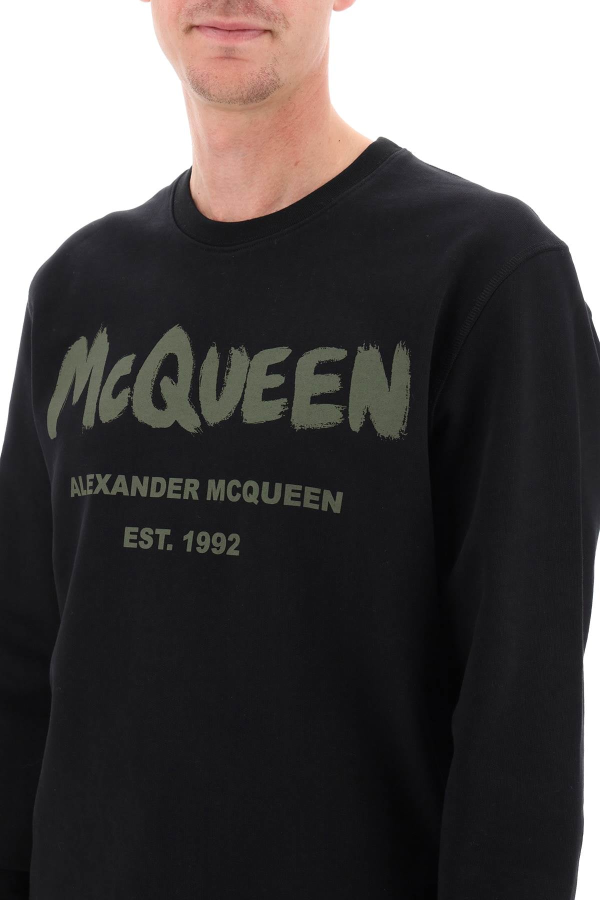 Alexander Mcqueen Mcqueen Graffiti Sweatshirt   Black