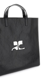 Courreges Replace With Double Quoteheritage Leather Naplack Tote   Black