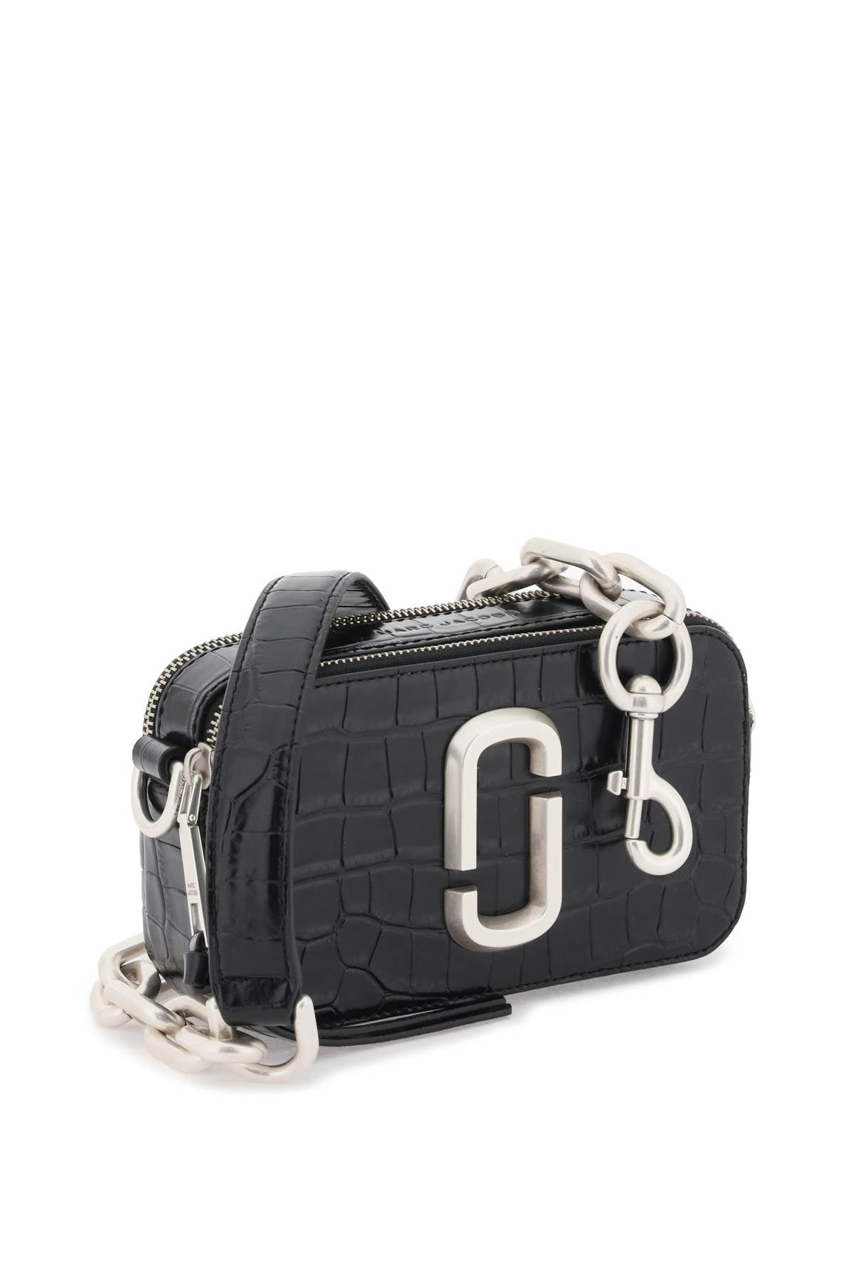 Marc Jacobs The Croc Embossed Shoulder Snapshot Bag   Black