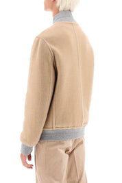 Brunello Cucinelli Reversible Cashmere Bomber Jacket   Beige