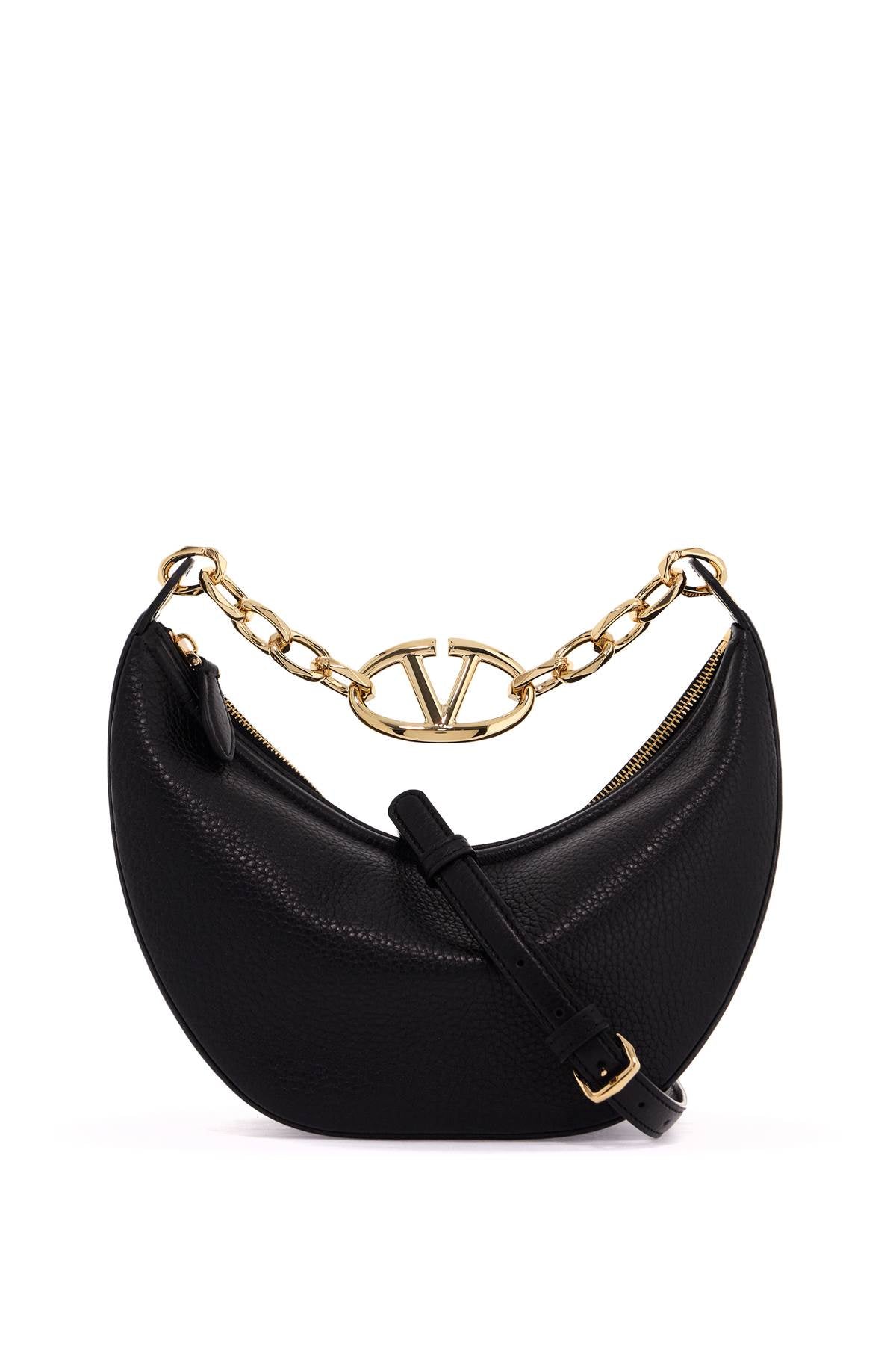 Valentino Garavani Small Vlogo Moon Hobo Bag   Black