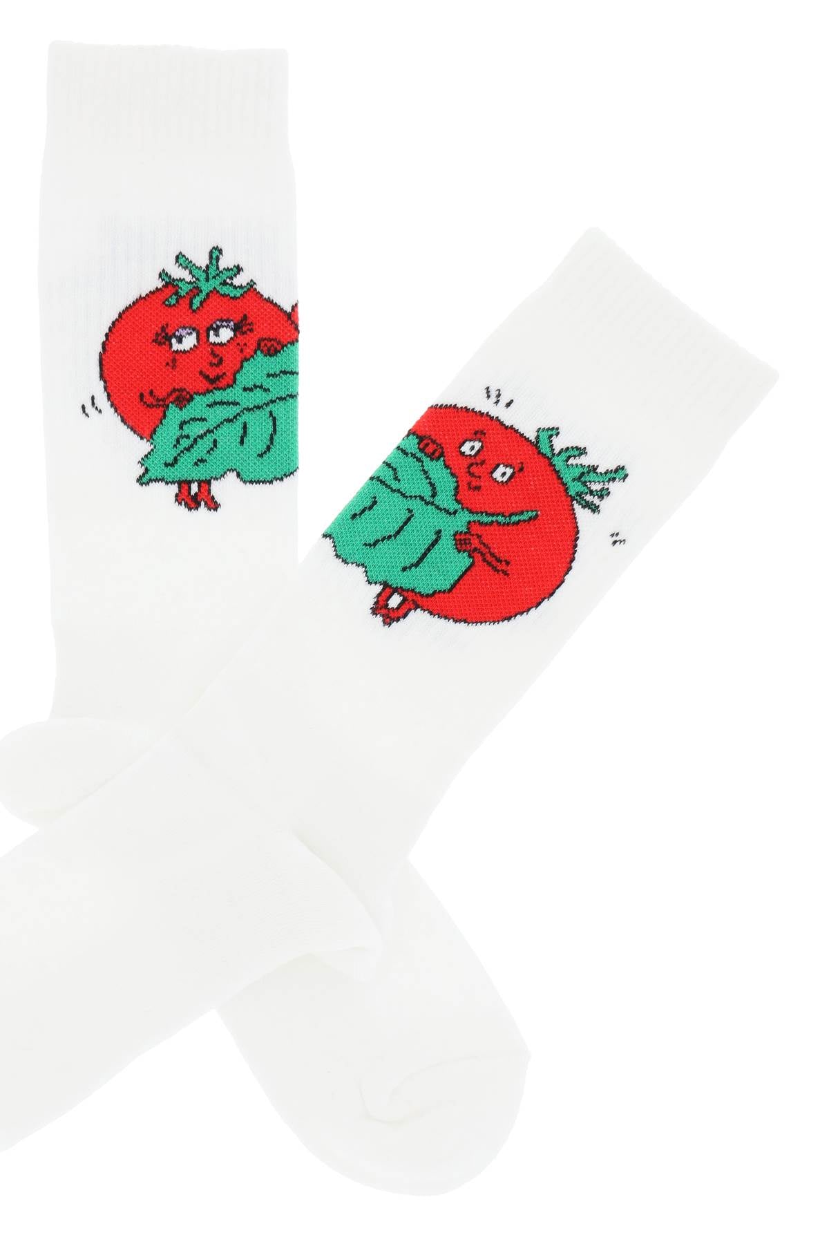 Sky High Farm Happy Tomatoes Crew Socks   White