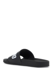 Moschino Rubber Slides With Logo Branding   Black