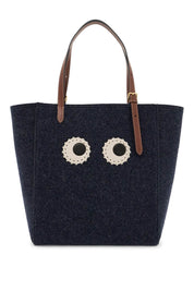 Anya Hindmarch Felt Tote Bag With Eyes Design   Blue