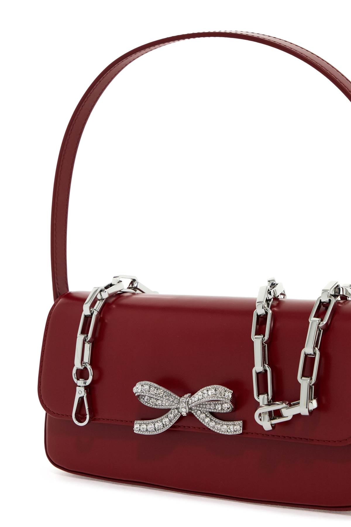 Self Portrait Smooth Leather Baguette Handbag   Red