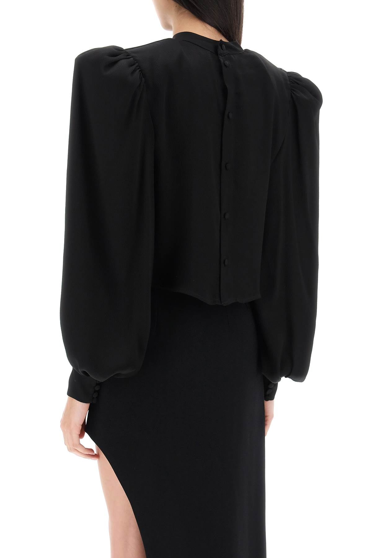 Mvp Wardrobe 'Edendale' Cropped Blouse In Satin   Black