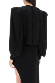 Mvp Wardrobe 'Edendale' Cropped Blouse In Satin   Black