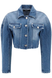 Versace Cropped Denim Jacket   Blue