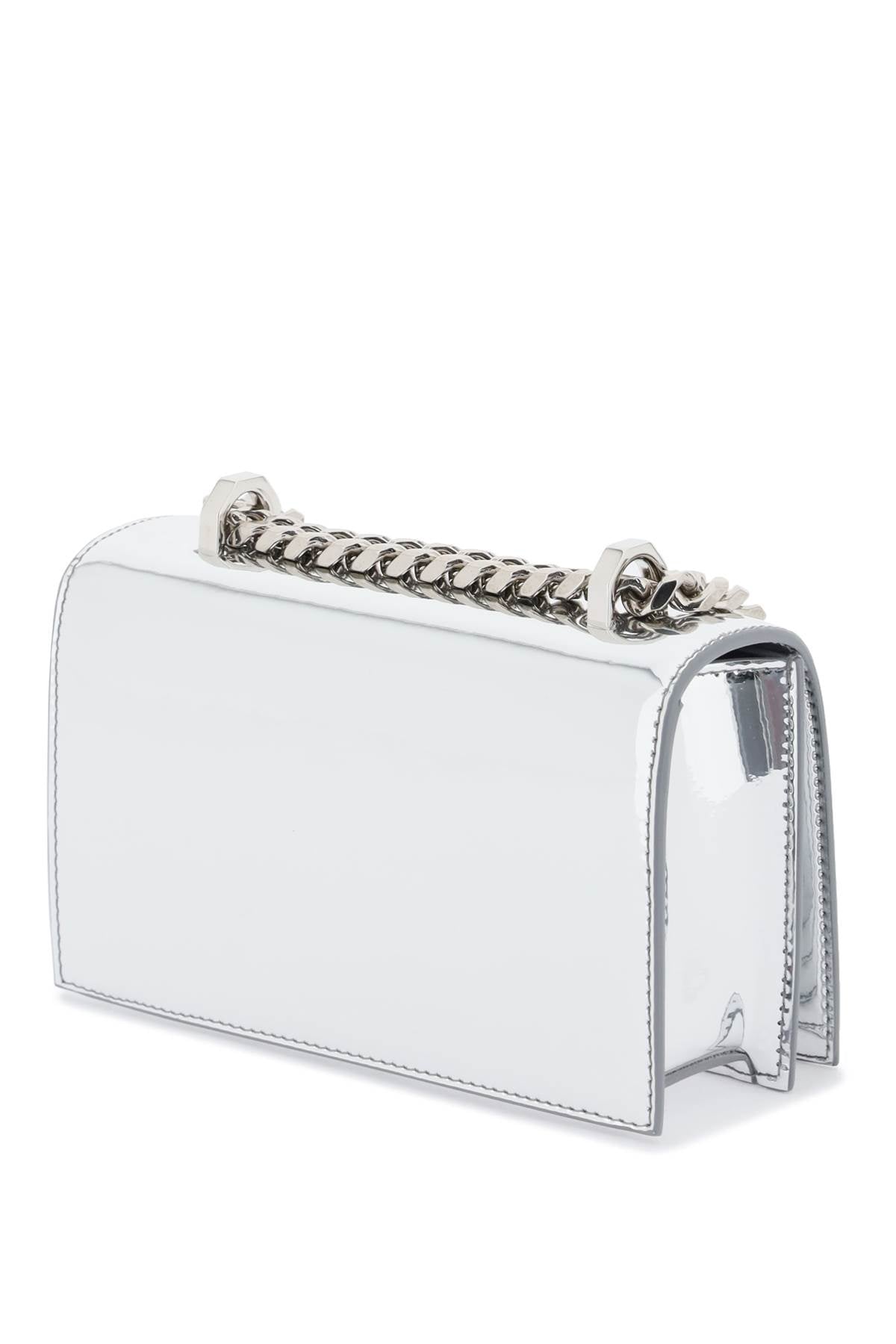 Alexander Mcqueen Mini Jewelled Satchel Bag   Silver