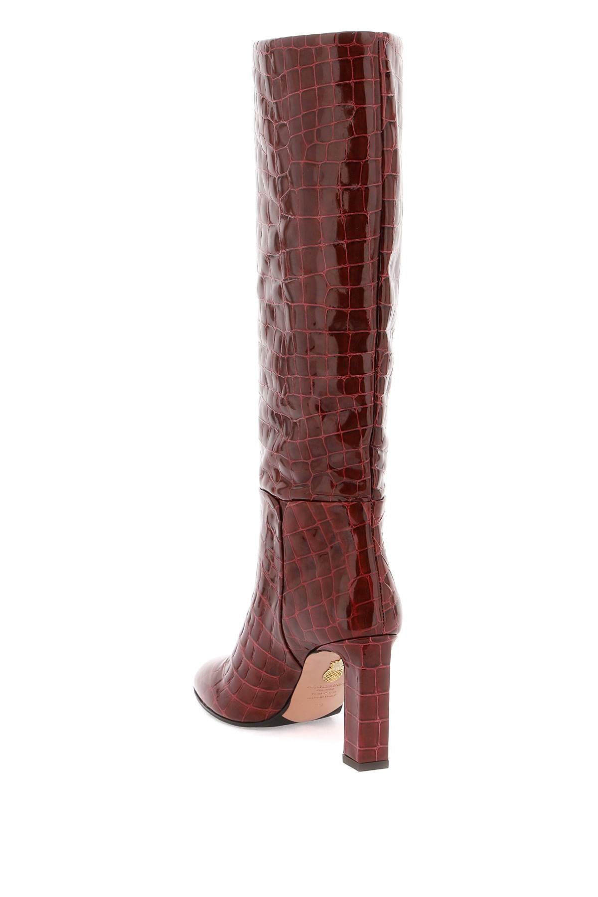 Aquazzura Sellier Boots In Croc Embossed Leather   Red