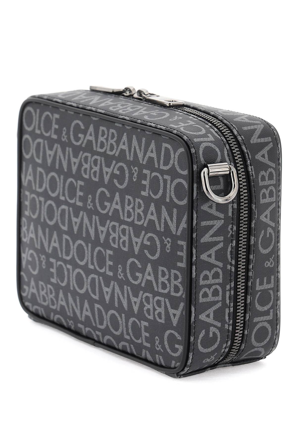 Dolce & Gabbana Coated Jacquard Messenger Bag   Black