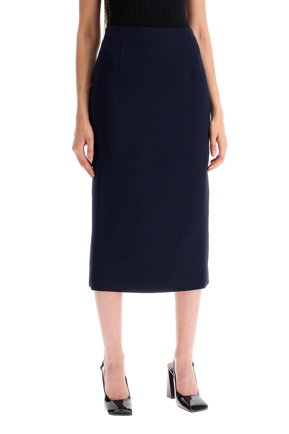 Alessandra Rich Replace With Double Quotevirgin Wool Midi Skirtreplace With Double Quote   Blue