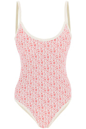 Moncler Logo Print One Piece Swimsuit   White