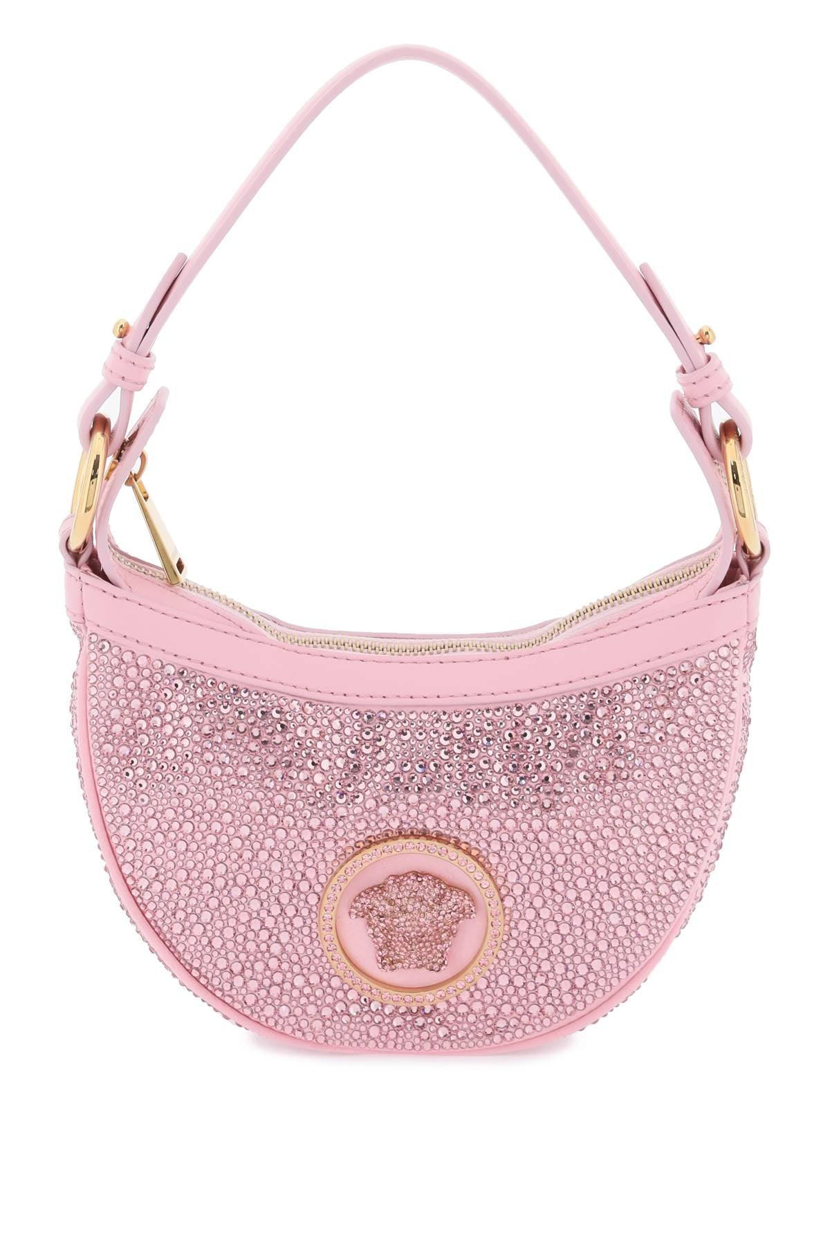 Versace Repeat Mini Hobo Bag With Crystals   Pink