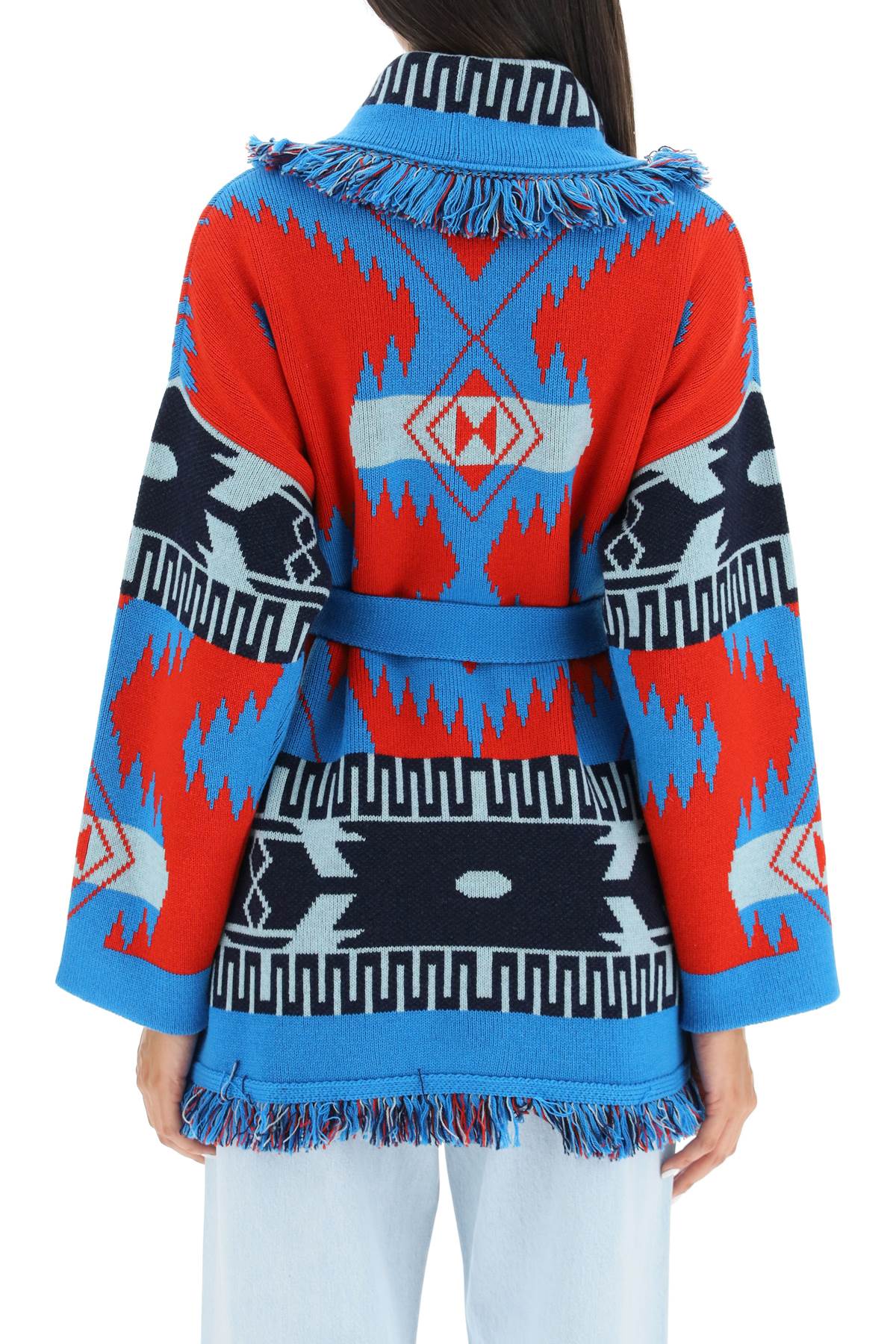 Alanui Icon Cardigan In Jacquard Cashmere   Blue