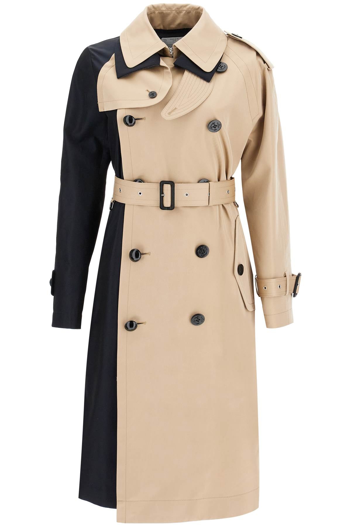 Sacai Trench Color Block In Gabardina