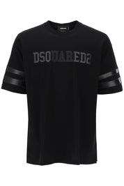 Dsquared2 T Shirt With Faux Leather Inserts   Black