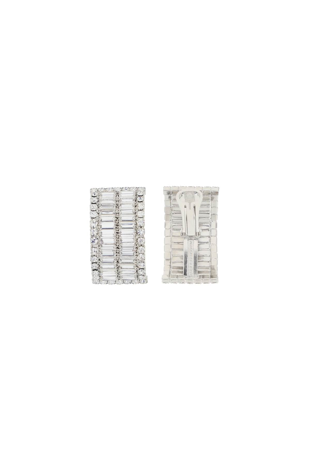 Alessandra Rich Clip On Earrings With Crystals   Silver