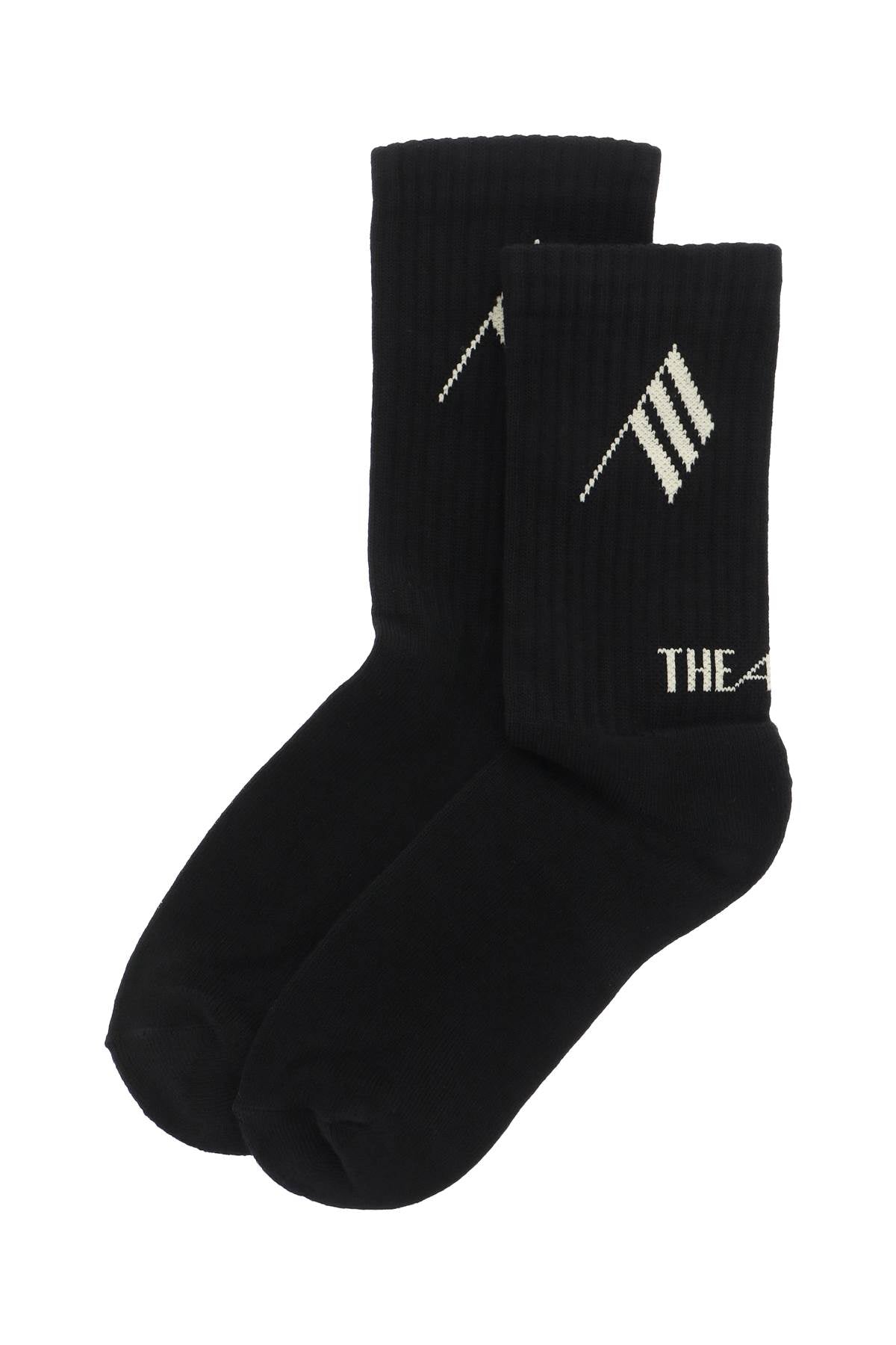 The Attico Logo Shorts Sports Socks   Beige