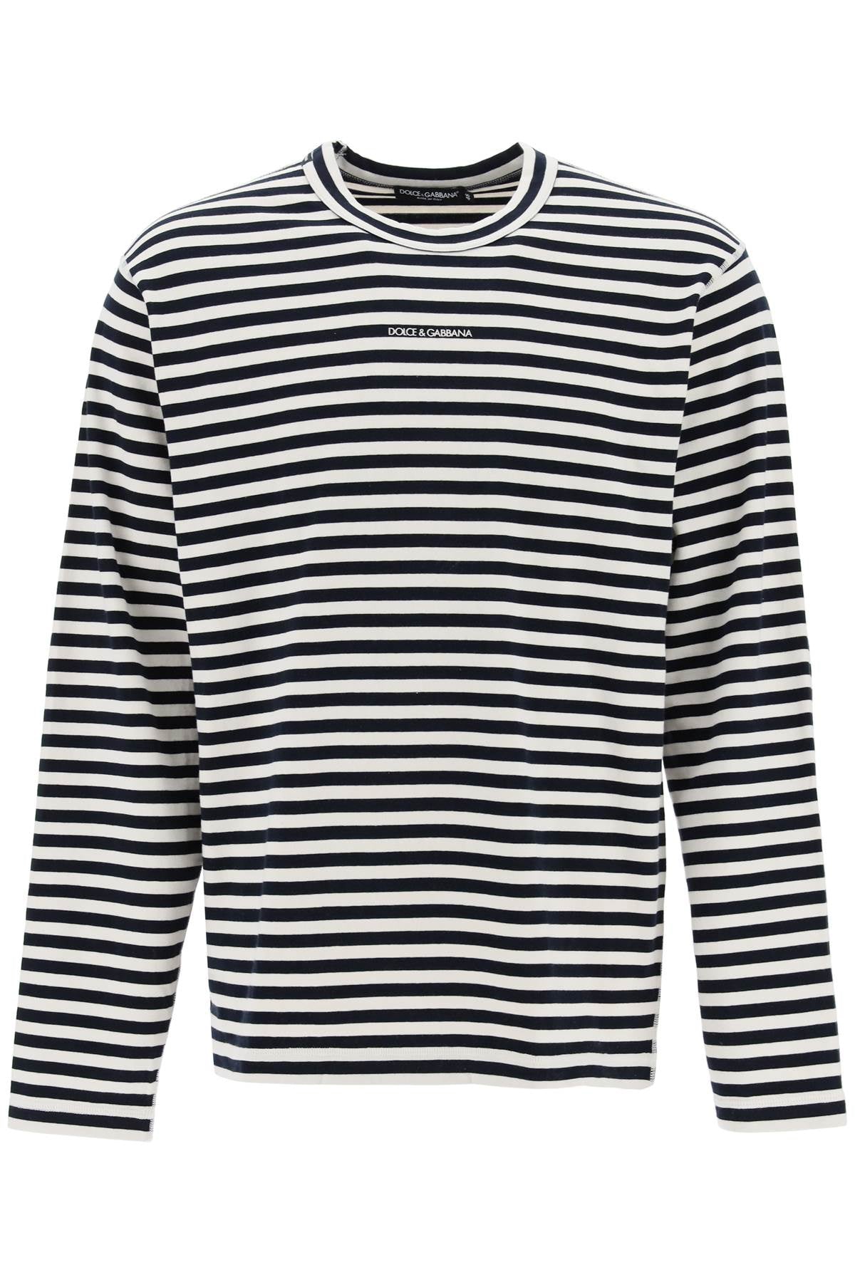 Dolce & Gabbana Long Sleeved Striped T Shirt   White