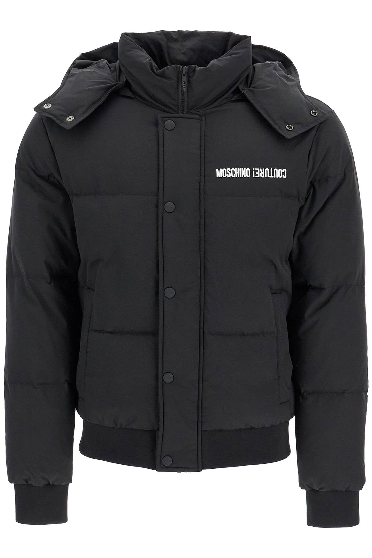 Moschino High Neck Down Jacket With Hood   Black