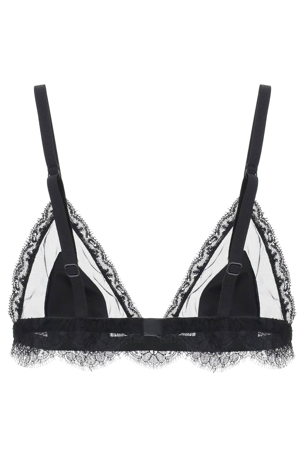 Dolce & Gabbana Triangle Satin And Lace Bra   Black