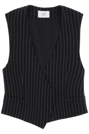 Ami Alexandre Matiussi Virgin Wool Pinstripe Waistcoat   Black