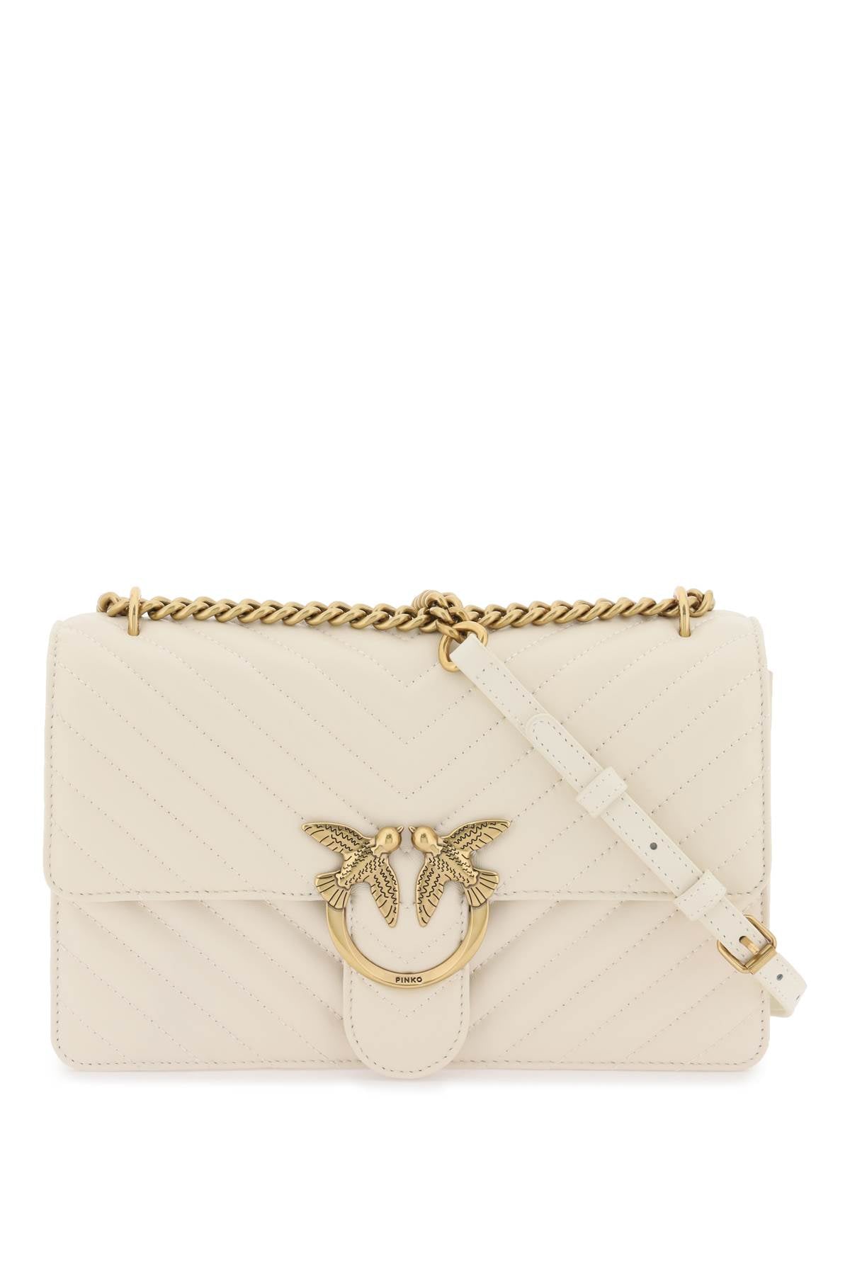 Pinko Chevron Quilted Classic Love Bag One   White