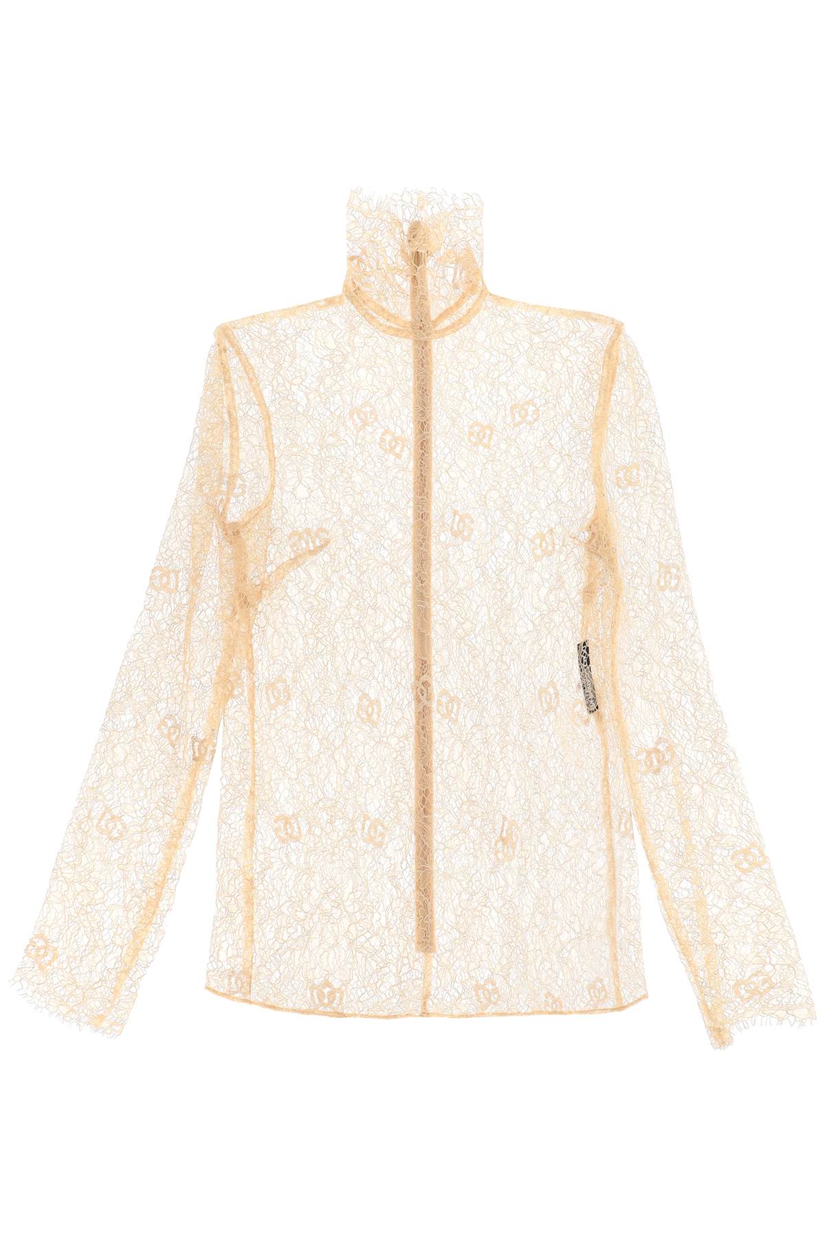 Dolce & Gabbana Blouse In Logoed Floral Lace   Beige