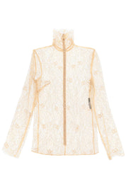 Dolce & Gabbana Blouse In Logoed Floral Lace   Beige