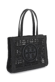 Tory Burch Ella Crochet Raffia Tote Bag In   Black