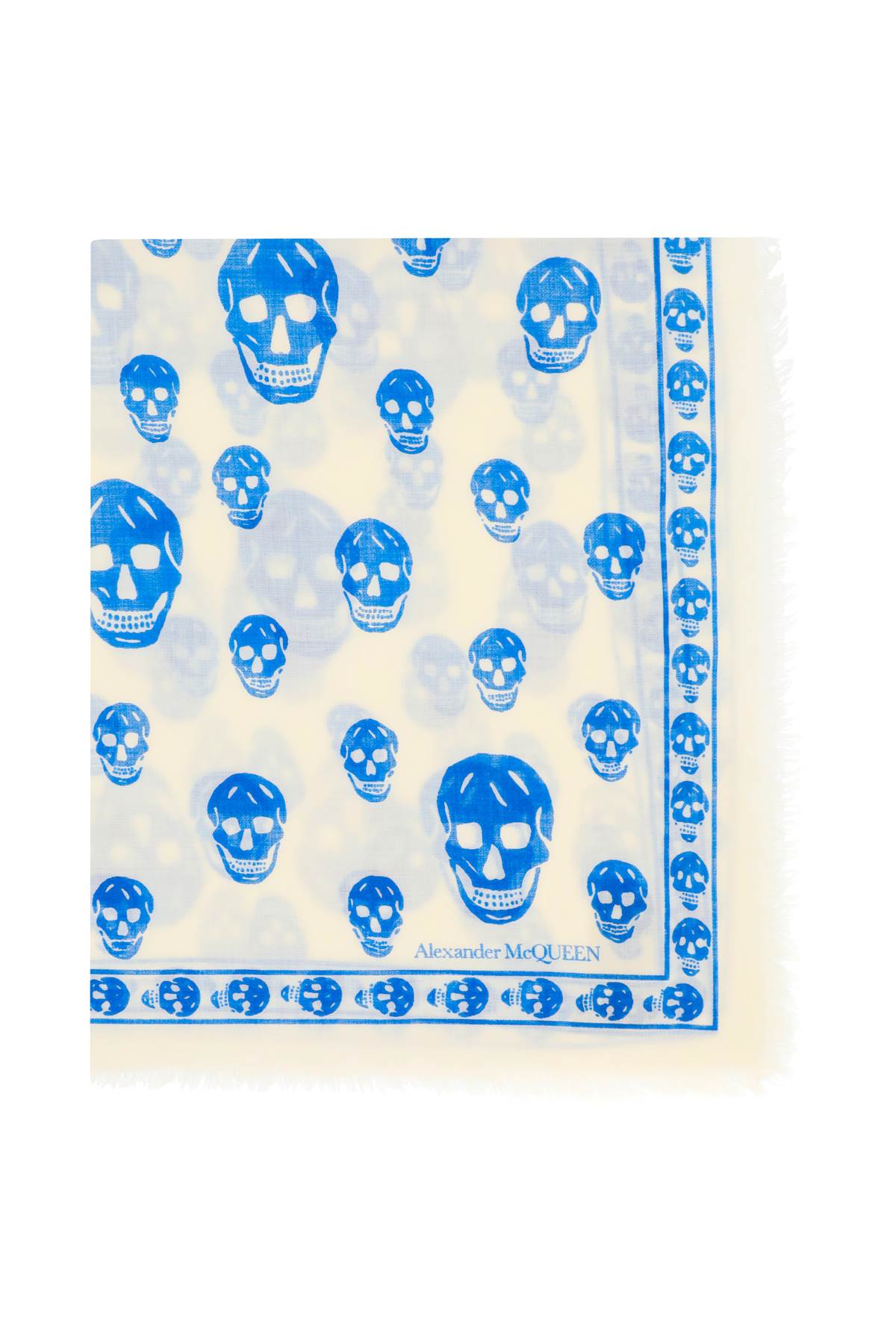 Alexander Mcqueen Skull Scarf In Light Wool   White