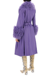 Saks Potts Foxy Leather And Shearling Long Coat   Purple