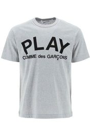 Comme Des Garcons Play T Shirt With Play Print   Grey