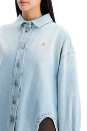 The Attico Denim Overshirt With Slit Detail   Blue