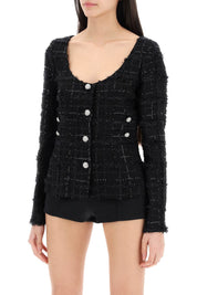 Alessandra Rich Tweed Jacket With Sequins Embell   Black