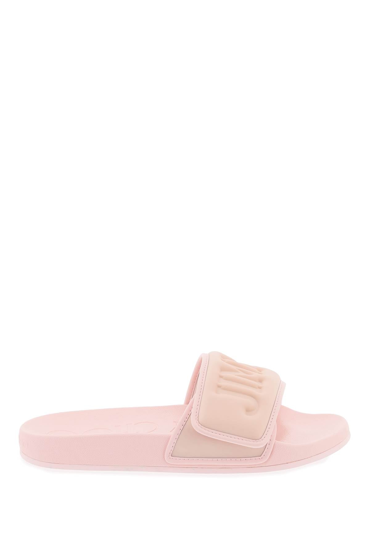 Jimmy Choo Fitz Slides With Lycra Logoed Bang   Pink